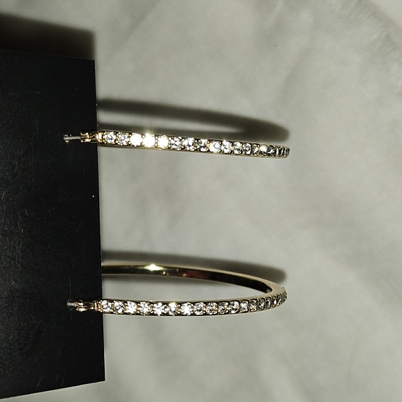 Gold Rhinestone Hoops 2" - Picture 3 of 7